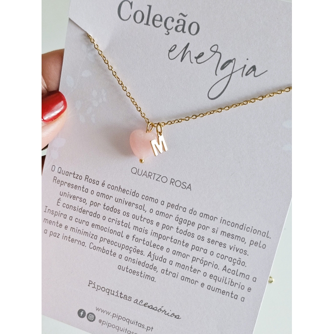 FIO CORAÇÁO QUARTZO ROSA
