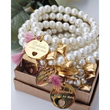 PULSEIRA PÉROLAS MADRINHA ESTÁS NO MEU CORAÇÃO