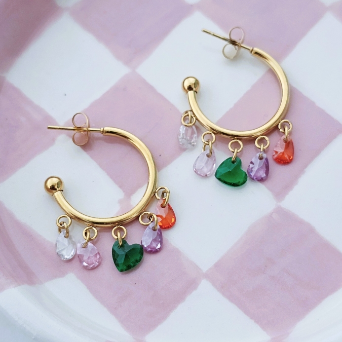 ARGOLA CORAÇÕES COLORIDOS