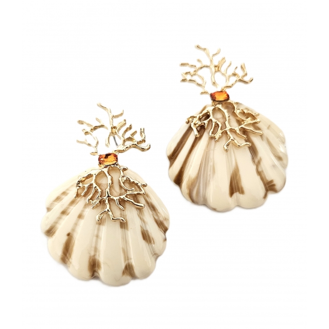 BRINCOS CONCHA & CORAL AREIA