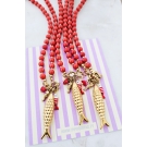 COLAR CORAL VERMELHO COM CHARMS