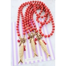 COLAR CORAL VERMELHO COM CHARMS