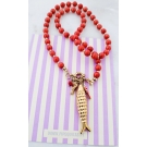 COLAR CORAL VERMELHO COM CHARMS