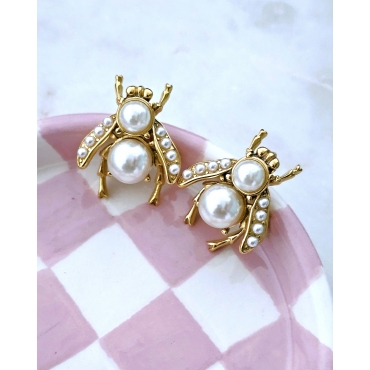 BRINCOS ABELHA COM PÉROLA