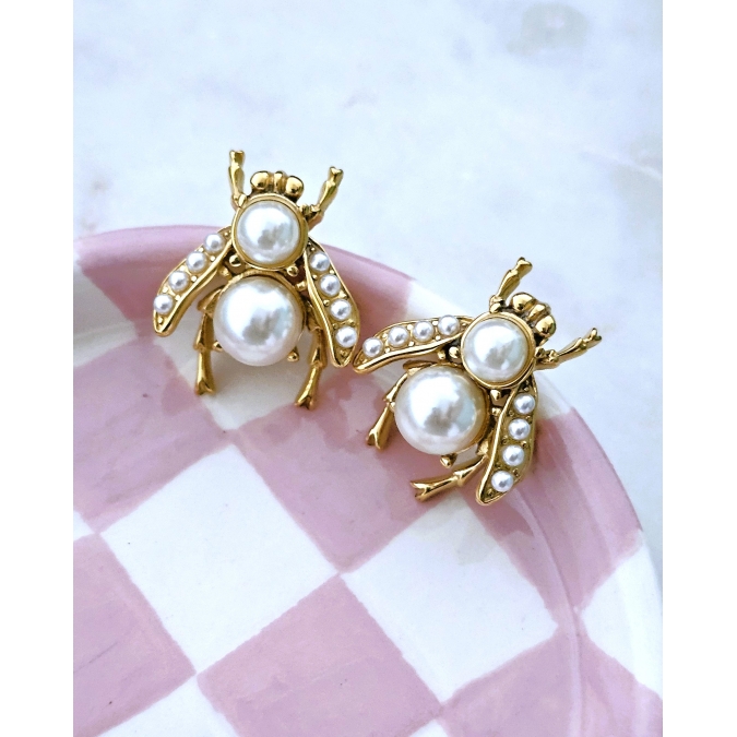 BRINCOS ABELHA COM PÉROLA