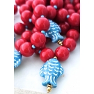 COLAR VERMELHO COM PEIXE CERÂMICO