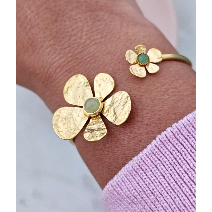 PULSEIRA AJUSTÁVEL FLOR DOURADA VERDE