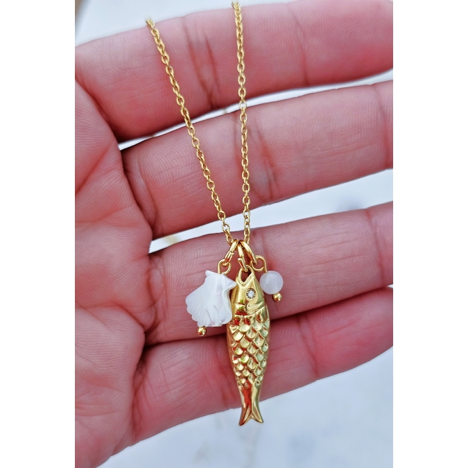 COLAR PEIXE DOURADO & MADREPÉROLA