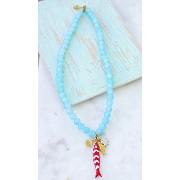 COLAR AZUL COM SARDINHA VERMELHA