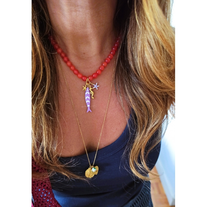 COLAR CORAL COM SARDINHA LILÁS