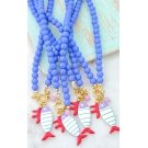 COLAR AZUL COM PEIXE RISCAS VERDES