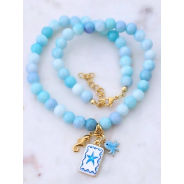 COLAR AZUL COM AZULEJO ESTRELA-DO-MAR