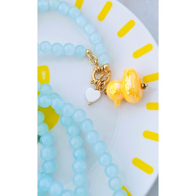 COLAR AZUL COM PENDENTE PATO