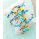 PULSEIRA AJUSTÁVEL COM ELEFANTE E FERRADURA