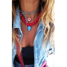 COLAR VERMELHO COM PEIXE CERÂMICO