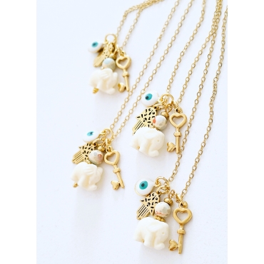 COLAR ELEFANTE BRANCO AMULETOS