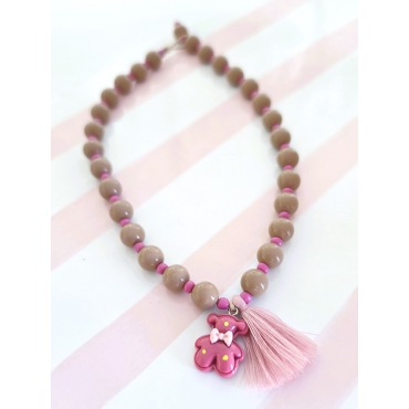 COLAR KIDS BUBBLE URSO ROSA