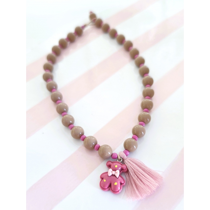 COLAR KIDS BUBBLE URSO ROSA