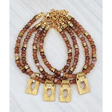 PULSEIRA ÁGATA CASTANHA MÃO DE FÁTIMA